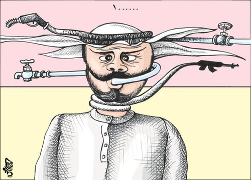 Cartoon: Gulf summit petro (medium) by samir alramahi tagged gulf,summit,petro,oil,arab,water,problem,ramahi,politic