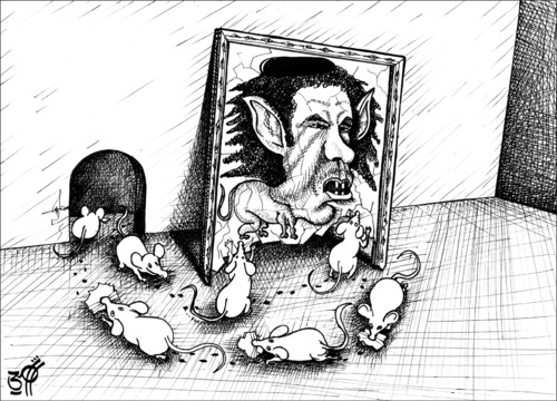 Cartoon: mouse portrait (medium) by samir alramahi tagged cartoon,ramahi,gaddafi,libya,spring,arab,oil,nato