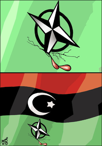 Cartoon: nato and lybia (medium) by samir alramahi tagged nato,lybia,arab,ramahi,cartoon