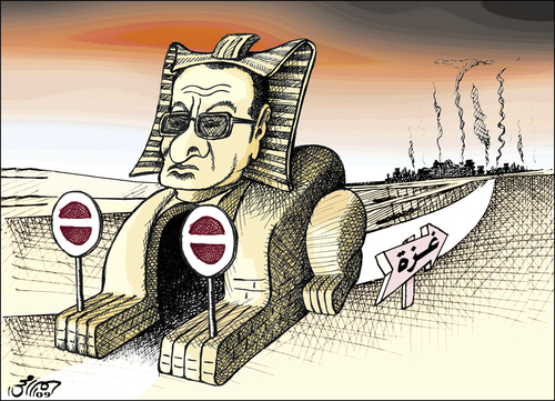 Cartoon: path to gaza (medium) by samir alramahi tagged gaza,war,arb,mubarak,egypt,ramahi