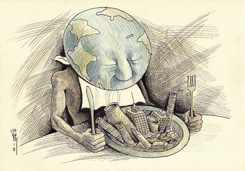 Cartoon: Bon apetit! (medium) by Kianoush tagged global,polutions,environment,food