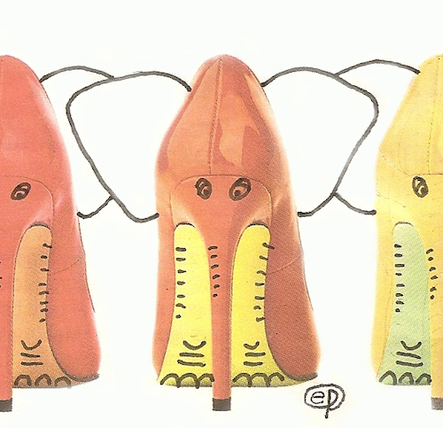 Cartoon: High Heelephants (medium) by Erwin Pischel tagged elefant,elephant,high,heels,stöckelschuhe,schuhe,ohren,mode,schuhwerk,schuh,rot,gesicht,nase,rüssel,pischel