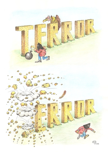 Cartoon: Terror - Error (medium) by Erwin Pischel tagged pischel,buchstaben,geier,blasts,explosionen,terrorismus,bomben,terrorszene,dschihad,gotteskrieger,terroranschlag,angriff,attentate,quaida,al,kaida,el,deutschland,in,terrorangst