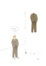 Cartoon: Man trägt Beuys ... (small) by Erwin Pischel tagged joseph,beuys,filzanzug,multiple,complet,de,feutre,moderne,kunst,modern,art,kleidung,clothes,clothing,vetements,hose,trousers,pantalon,jacke,jacket,anzug,veste,suit,museum,pischel