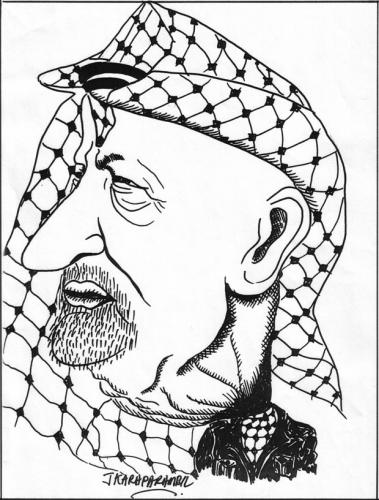 Cartoon: Yaser Arafat (medium) by jkaraparambil tagged plo,yaser,arafat,palastine,middle,east,israyel,jkaraparambil,joseph,jacob,jophy,edmonton,caricaturist,fine,artist,illustration