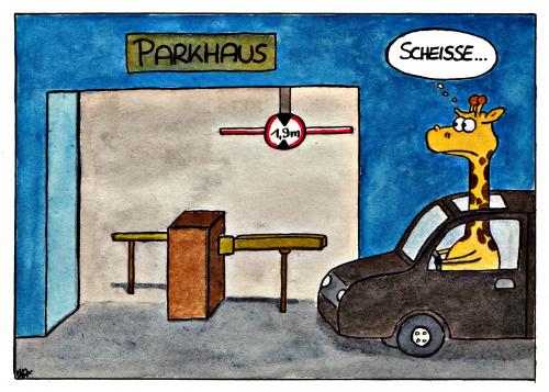 Cartoon: Parkhaus (medium) by spass-beiseite tagged parkhaus,giraffe,hals,groß,lang,afrika,regenwald,stadt,auto,parken,ticket,beiseite,spass,unterhaltung,panel,fun,illustration,design,pointe,kunst,comicstrips,comictagebuch,tagebuch,comic,cartoons,cartoon,witz,bildwitz