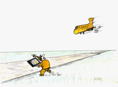 Cartoon: gps navigation (medium) by kolle tagged airplane,landing,on,aerodrom