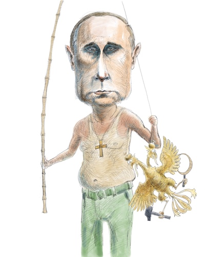 Cartoon: Putin with his catch (medium) by neophron tagged putin,russia