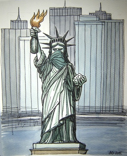 Cartoon: American freedom (medium) by caknuta-chajanka tagged statue,of,liberty,human,rights