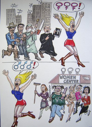 Cartoon: Female trouble (medium) by caknuta-chajanka tagged woman,society,violence,feminism
