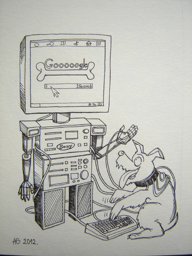 Cartoon: Searching dog (medium) by caknuta-chajanka tagged internet,dog,tehnology,master