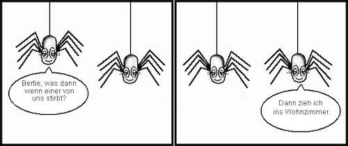 Cartoon: Gibt es ein Leben nach dem Tod? (medium) by petronas tagged bertie,spinne,tod,leben