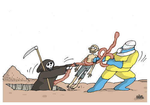 Cartoon: Battle against Ebola (medium) by martirena tagged cattle,ebola