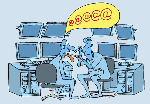 Cartoon: Internet Addict (medium) by martirena tagged internet,addict,humans