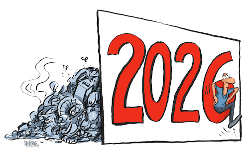 Cartoon: New year 2026 (medium) by martirena tagged new,year,garbage