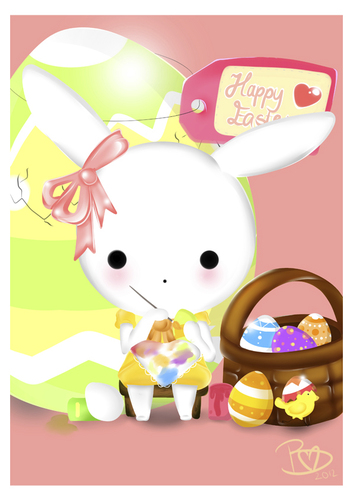 Cartoon: Happy Easter (medium) by Bluecy tagged white,rabbit,easter,eggs,color