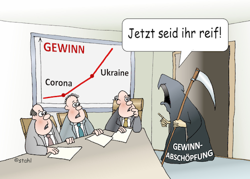 Cartoon: Gewinnabschöpfung (medium) by wista tagged gewinn,corona,virus,pandemie,hamstern,ukraine,krieg,kriegsgewinn,industrie,öl,gas,erdgas,erdöl,benzin,tanken,verbraucher,lebensmittel,speiseöl,olivenöl,rapsöl,lebensmittelpreise,weizen,mehl,korn,verbraucherpreise,inflation,geldentwertung,gewinn,corona,virus,pandemie,hamstern,ukraine,krieg,kriegsgewinn,industrie,öl,gas,erdgas,erdöl,benzin,tanken,verbraucher,lebensmittel,speiseöl,olivenöl,rapsöl,lebensmittelpreise,weizen,mehl,korn,verbraucherpreise,inflation,geldentwertung