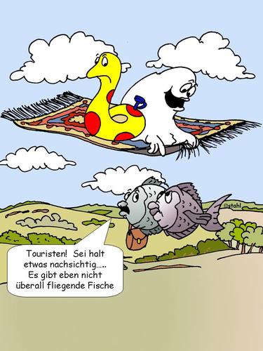 Cartoon: Ginger und Kalaschnikow 31 (medium) by wista tagged ginger,kalaschnikow,fliegende,fische,fliegender,teppich,touristen