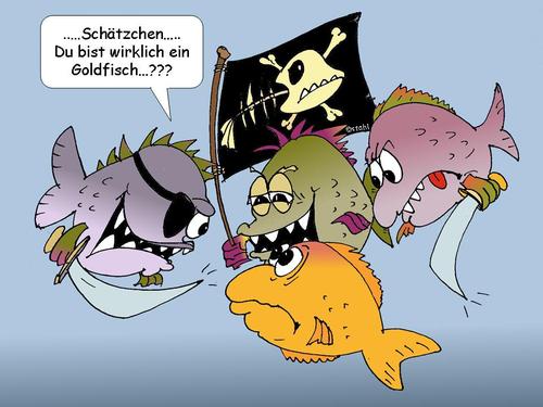 Cartoon: Goldfisch (medium) by wista tagged goldfisch,pirat,piraten,schwierige,situation,in,der,klemme