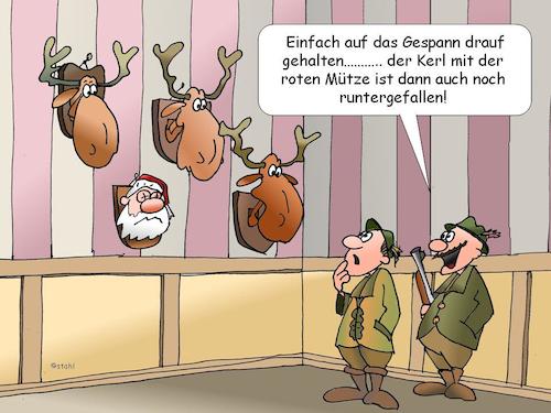 Cartoon: Jägerlatein (medium) by wista tagged jäger,jagt,hirsch,hirsche,reh,ren,rentier,elch,nikolaus,weihnachten,geweih,trophäen,trophäe,wandschmuck,weihnachtsmann,jingle,bells,gewehr,jagdgewehr,schuss,schiessen,abschuss,abschießen,zehnender,zwölfender