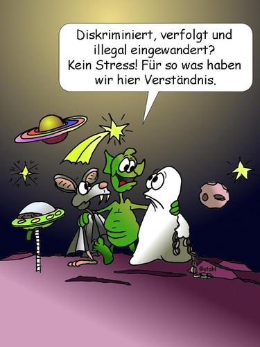 Cartoon: Willkommenskultur (medium) by wista tagged einwanderer,einwanderung,illegal,illegale,fremde,migranten,migartion,migrationshintergrund,aliens,alien,einbürgerung,schiff,diskriminiert,diskrimination,verfolgt,verfolgung,willkommen,willkommenskultur,geist,gespensr,fledermaus