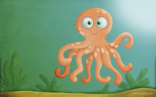 Cartoon: A Happy Octopus (medium) by kellerac tagged octopus,pulpo,caricatura,cartoon,kellerac,maria,keller,sea,illustration