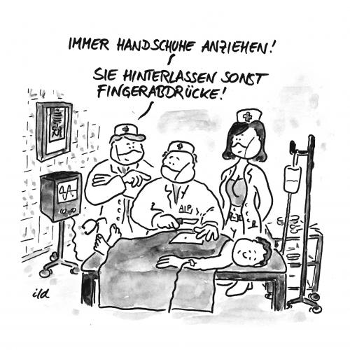 Cartoon: Handschuhe anziehen (medium) by achecht tagged arzt,krankenhaus,chirurgie,operation,klinik,doktor,kunstfehler,handschuhe,steril,fingerabdrücke,spurensicherung,arzt,krankenhaus,chirurgie,operation,klinik,doktor,kunstfehler,handschuhe,steril,fingerabdrücke,spurensicherung,behandlung,arztpraxis,krankenkasse,krankenschwester,krankenwagen,kurpfuscher,notaufnahme,op,patient