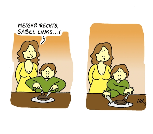 Cartoon: Messer rechts (medium) by achecht tagged messer,gabel,besteck,kind,kinder,essen,richtig,haltung,korrektheit,verwechslung,rechtshänder,linkshänder,teller,küche,ernährung,erziehung,lernen,eltern,mutter,ermahnen,korrigieren,korrektur,messer,gabel,besteck,kind,kinder,essen,richtig,haltung,korrektheit,verwechslung,rechtshänder,linkshänder,teller,küche,ernährung,erziehung,lernen,eltern,mutter,ermahnen,korrigieren,korrektur