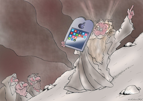 Cartoon: scroll (medium) by Dubovsky Alexander tagged religion,tablets,of,the,covenant,moses,computers,scroll
