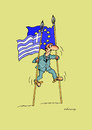 Cartoon: Greece stilts (small) by Dubovsky Alexander tagged greece,stilts,flag,problem,default