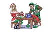 Cartoon: merry christmas (small) by dumo tagged christmas,merry,elves,caricature,card