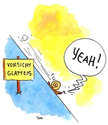 Cartoon: glatteis (medium) by ari tagged schnecke,kalt,winter,wetter,glatteis,eis,schnee,klima,klimawandel,ari,plikat,frost