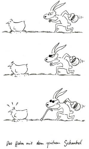 Cartoon: Huhn und Hase (medium) by ari tagged eier,hare,chicken,hase,huhn,ostern,blind,nest,plikat,bunny,osterhase
