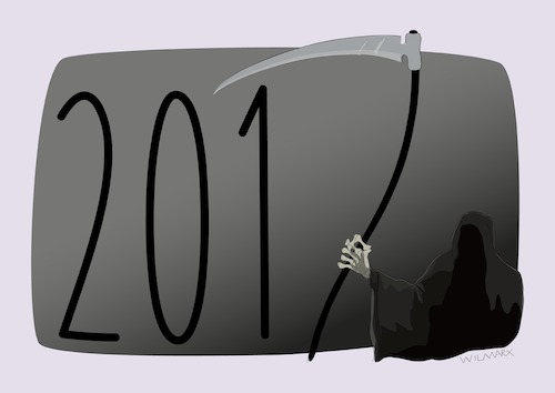 Cartoon: New Year New Age (medium) by Wilmarx tagged 2017,newyear,death,deadline,newage,regeneration,centuryxxi,new