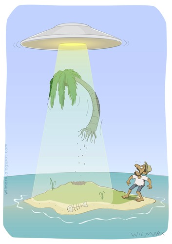 Cartoon: UFO on deserted island (medium) by Wilmarx tagged desert,island,ufo