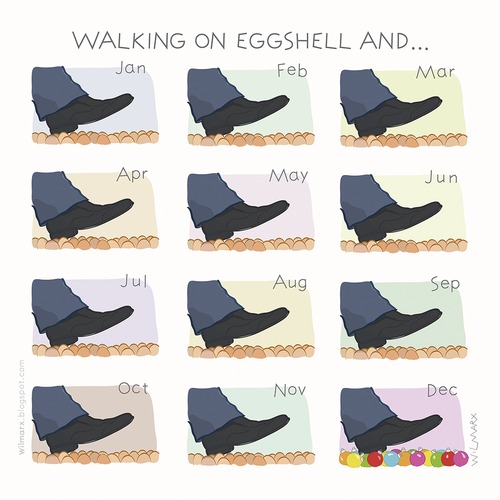 Cartoon: Walking on eggshells and... (medium) by Wilmarx tagged everyday,behavior,data,egg,christmas