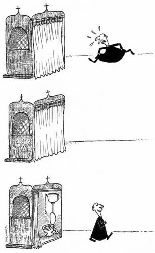 Cartoon: WC Konfessionellen (medium) by Wilmarx tagged religion,confessionario,padre,konfessionellen,igreja