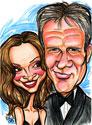 Cartoon: Flockhart and Ford (medium) by ritakirkman tagged famous,faces,caricature,harrison,ford,calista,flockhart,quick,drawing