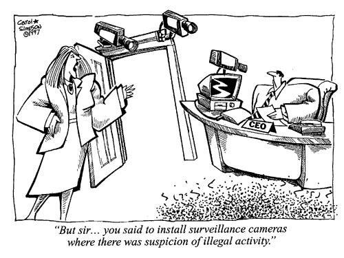 Cartoon: Security Cameras (medium) by carol-simpson tagged ceo,business,cameras,spying,surveillance