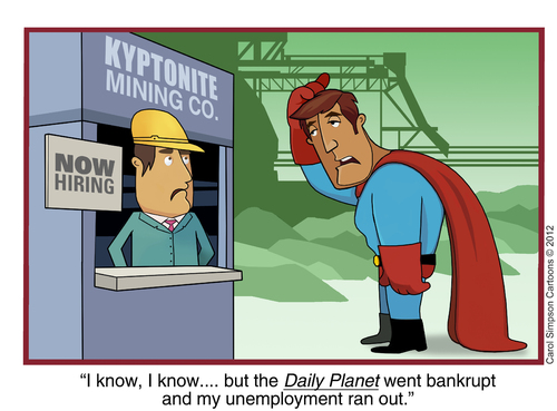 Cartoon: Superman gets a new job (medium) by carol-simpson tagged jobs,safety,unions,mining,labor,superman