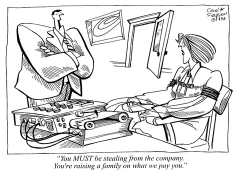 Cartoon: Stealing from the Company (medium) by carol-simpson tagged labor,family,raising,stealing,employee,work,unions