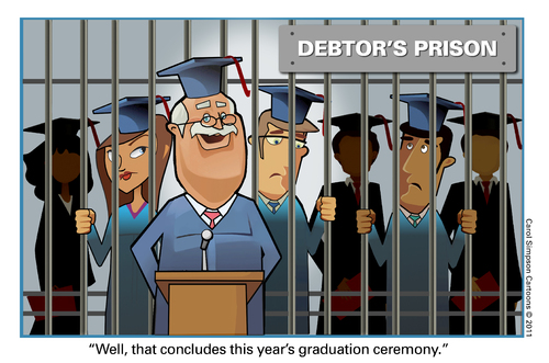 Cartoon: Student Debt in the USA (medium) by carol-simpson tagged debt,students,usa,debtors,prison