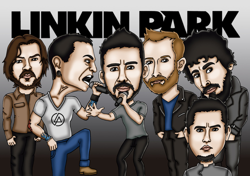 Cartoon: linkin park (medium) by mitosdorock tagged linkin,park