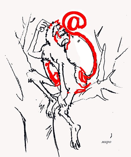 Cartoon: monkey tricks (medium) by Miro tagged monkey,tricks
