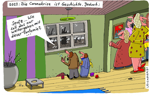 Cartoon: 2023 (medium) by Leichnam tagged leichnam,leichnamcartoon,fenster,tanten,zukunft,ängste