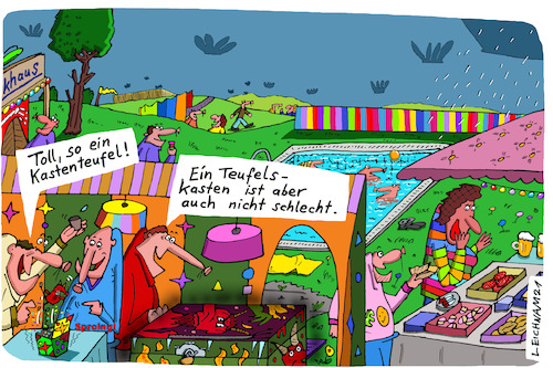 Cartoon: Am alten Pool (medium) by Leichnam tagged pool,leichnam,leichnamcartoon,kastenteufel,teufelskasten,freude,unbekümmert,harmonie,feierlichkeit