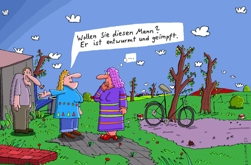 Cartoon: Am Stadtrand (medium) by Leichnam tagged stadtrand,entwurmt,geimpft,mann,angebot,damen,leichnam,leichnamcartoon