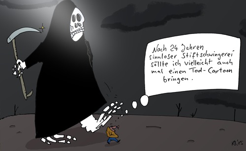 Cartoon: auch mal (medium) by Leichnam tagged auch,mal,sense,gevatter,tod,sensenmann,ende,cartoonist,selbstzweifel,sinnlos