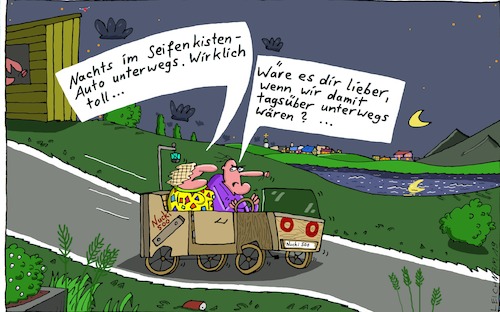Cartoon: Auf Achse (medium) by Leichnam tagged achse,seifenkiste,straße,leichnam,leichnamcartoon,toll,tagsüber,nachts,schämen,ehe