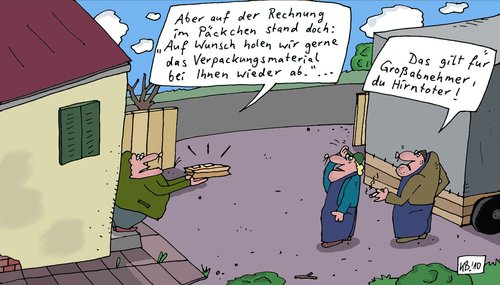 Cartoon: Auf Wunsch (medium) by Leichnam tagged wunsch,rechnung,päckchen,verpackung,verpackungsmaterial,abholung,großabnehmer